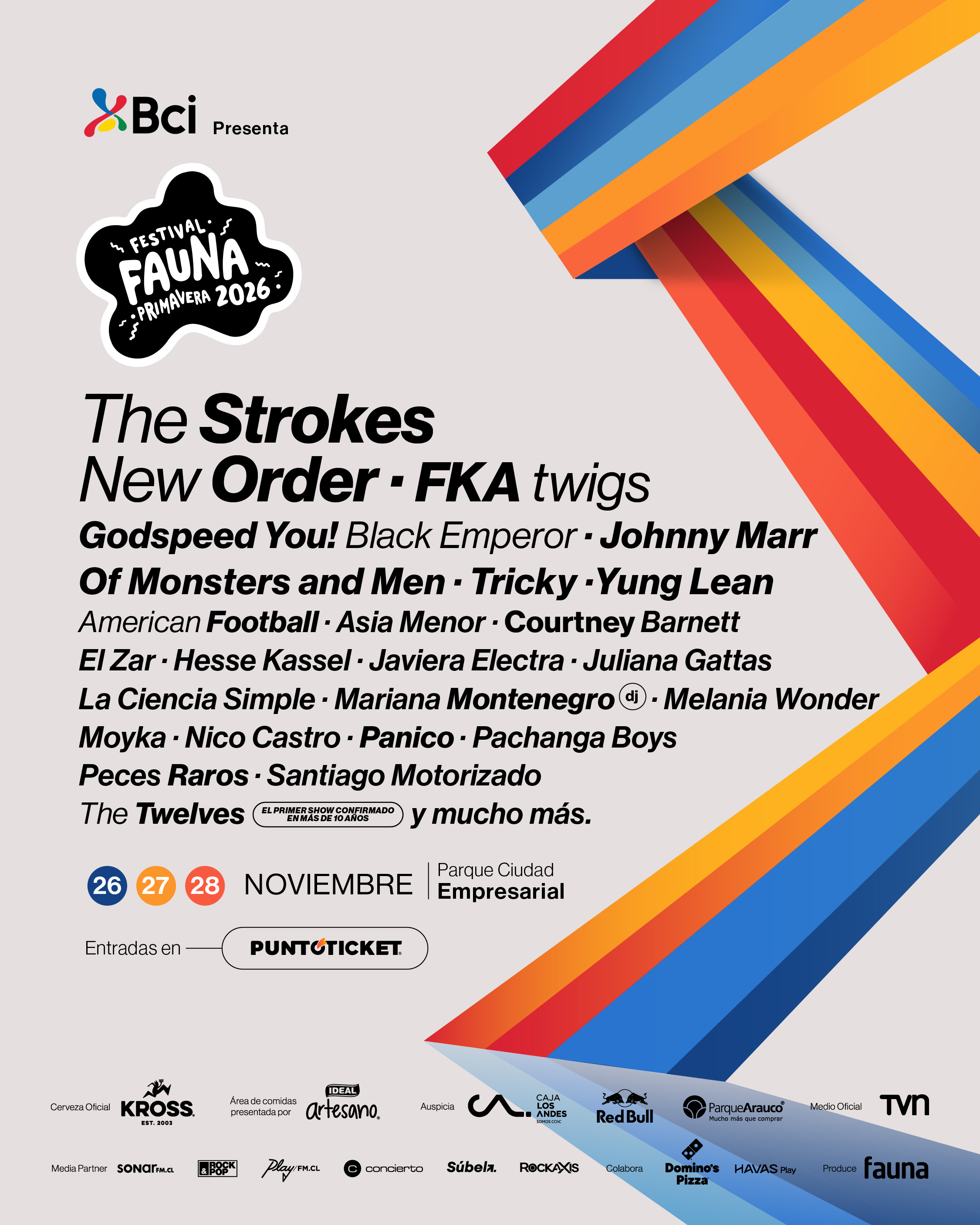 Revelan cartel de Fauna Primavera 2026: The Strokes, New Order, FKA Twigs y más